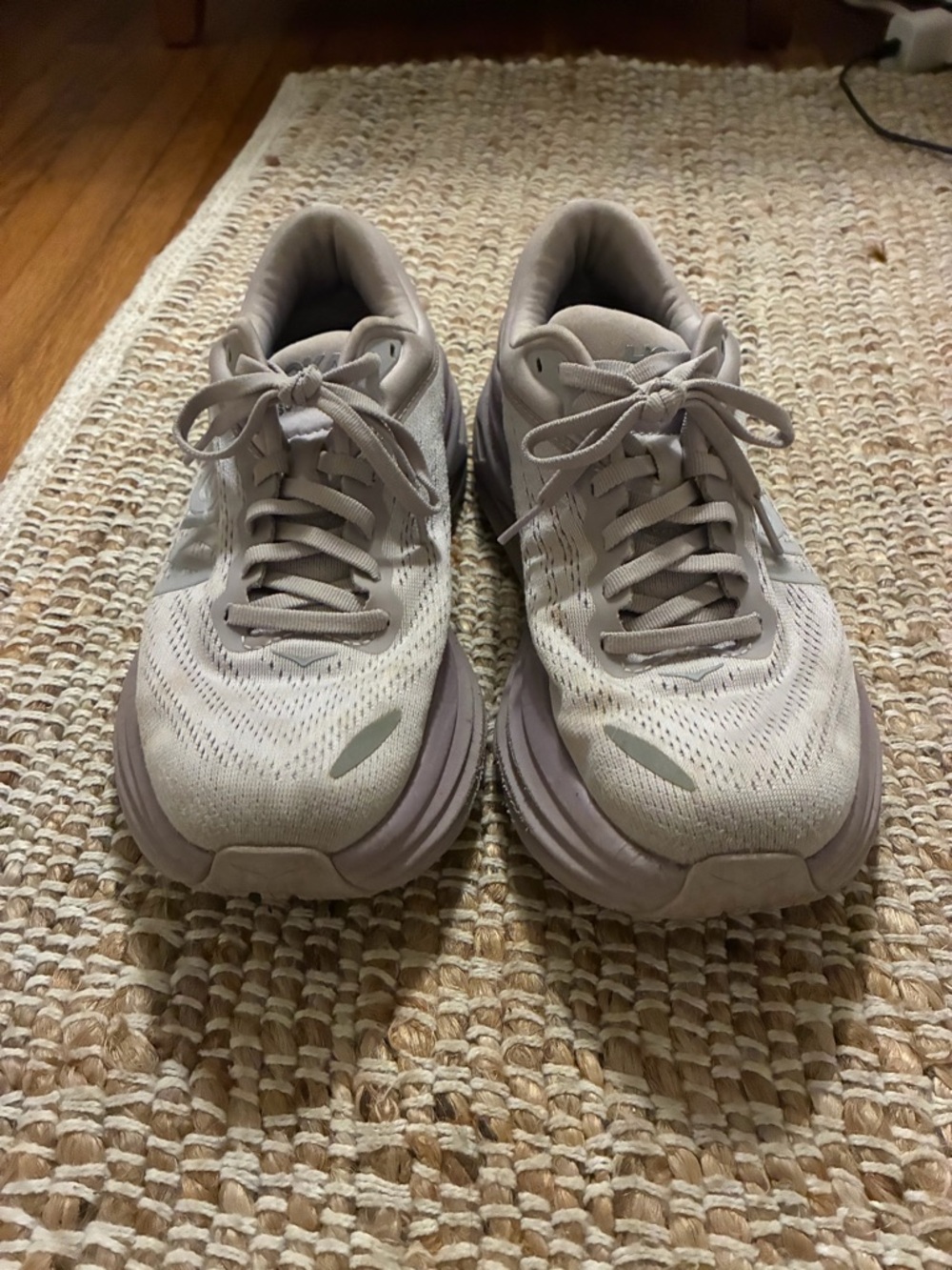 Hoka Women's Light Taupe/Lilac Platform Running Shoes - Picture 4 of 6